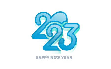 Ilustración de Feliz año nuevo 2023 Fondo blanco Diseño de logotipo de texto - Imagen libre de derechos