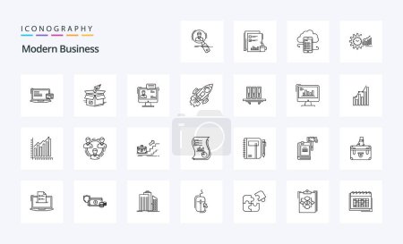Téléchargez les illustrations : Pack d'icônes 25 Modern Business Line - en licence libre de droit