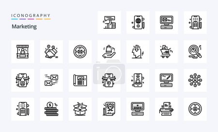 Ilustración de Paquete de iconos 25 Línea de Marketing - Imagen libre de derechos