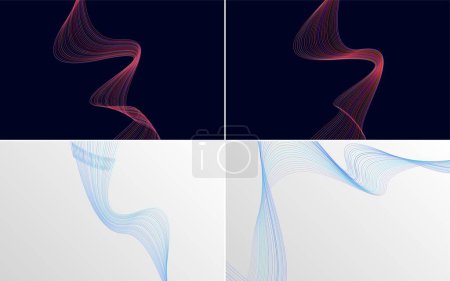 Illustration for Our set of 4 vector backgrounds includes abstract waving lines and wave patterns - Royalty Free Image