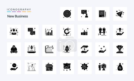 Téléchargez les illustrations : 25 pack d'icônes New Business Solid Glyph - en licence libre de droit