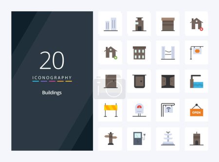 Ilustración de 20 Edificios Icono de color plano para presentación - Imagen libre de derechos