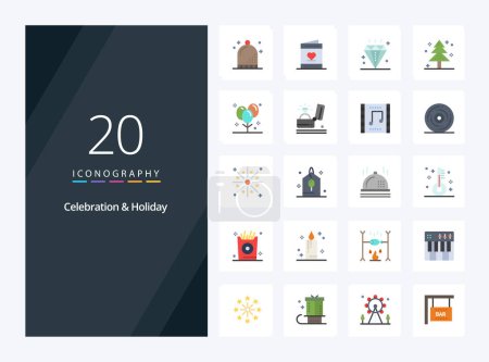 Ilustración de 20 Celebración Holiday Flat Color icono para la presentación - Imagen libre de derechos