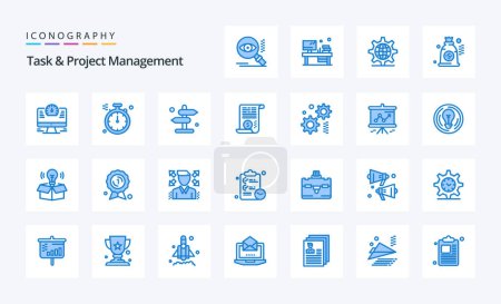 Illustration for 25 Task And Project Management Blue icon pack - Royalty Free Image