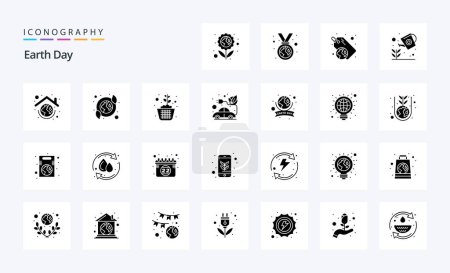 Illustration for 25 Earth Day Solid Glyph icon pack - Royalty Free Image