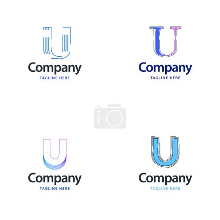 Téléchargez les illustrations : Lettre U Big Logo Pack Design Creative Design de logos modernes pour votre entreprise - en licence libre de droit