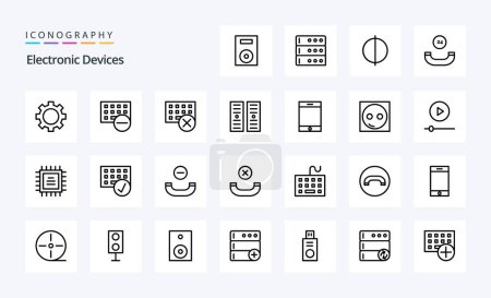 Ilustración de Paquete de iconos de 25 dispositivos Line - Imagen libre de derechos