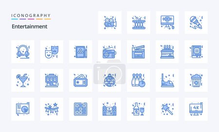 Illustration for 25 Entertainment Blue icon pack - Royalty Free Image