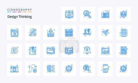 Téléchargez les illustrations : Pack icône 25 Design Thinking Blue - en licence libre de droit