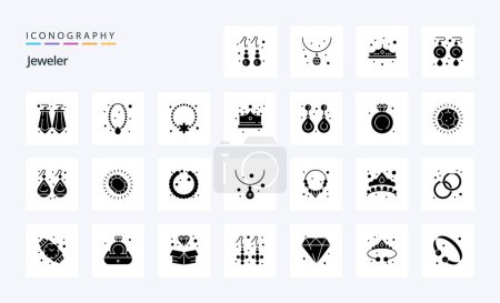 Illustration for 25 Jewellery Solid Glyph icon pack - Royalty Free Image