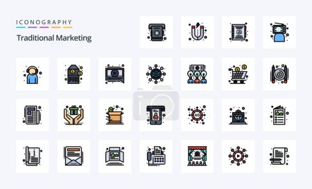 Illustration for 25 Traditional Marketing Line Filled Style icon pack - Royalty Free Image