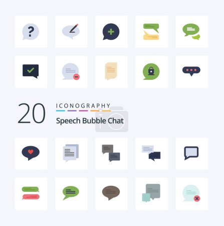 Illustration for 20 Chat Flat Color icon Pack like pencile note message message social - Royalty Free Image