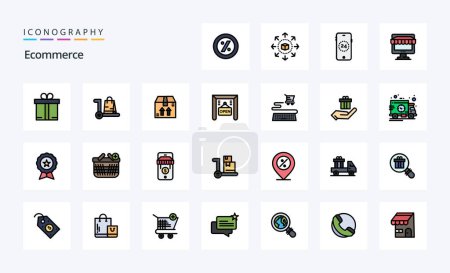 Ilustración de 25 Línea de comercio electrónico relleno icono de estilo pack - Imagen libre de derechos