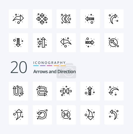 Illustration for 20 Arrow Line icon Pack like refresh up up right down left - Royalty Free Image