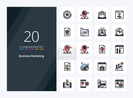 Illustration for 20 Business Marketing line Filled icon for presentation - Royalty Free Image
