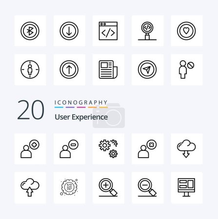 Ilustración de 20 Icono de línea de experiencia de usuario Pack como perfil cruza menos preferencias - Imagen libre de derechos