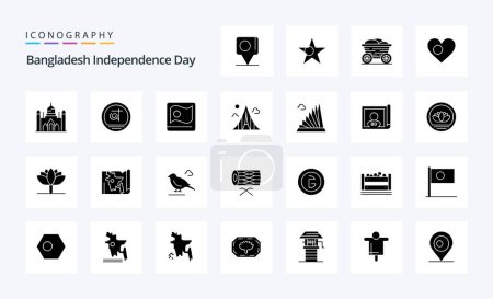 Illustration for 25 Bangladesh Independence Day Solid Glyph icon pack - Royalty Free Image