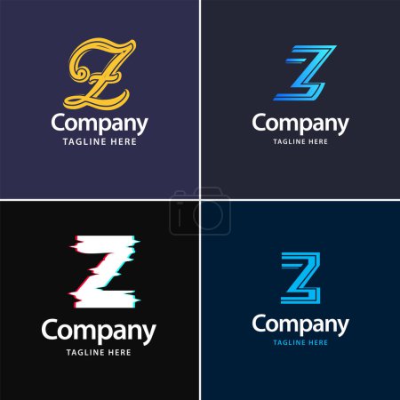 Téléchargez les illustrations : Lettre Z Big Logo Pack Design Creative Design de logos modernes pour votre entreprise - en licence libre de droit