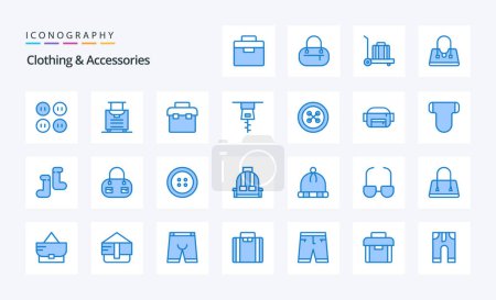 Téléchargez les illustrations : 25 Accessoires vestimentaires Pack icône bleu - en licence libre de droit