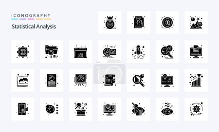 Illustration for 25 Statistical Analysis Solid Glyph icon pack - Royalty Free Image