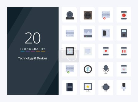 Illustration for 20 Devices Flat Color icon for presentation - Royalty Free Image