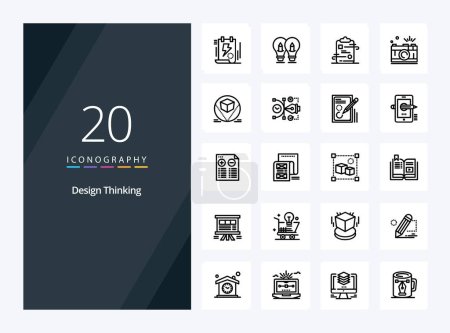 Téléchargez les illustrations : 20 Design Thinking Outline icône pour la présentation - en licence libre de droit