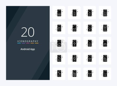 Illustration for 20 Android App Solid Glyph icon for presentation - Royalty Free Image