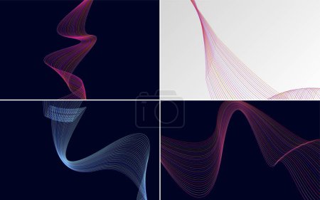 Illustration for Set of 4 abstract waving line backgrounds to add style to your work - Royalty Free Image