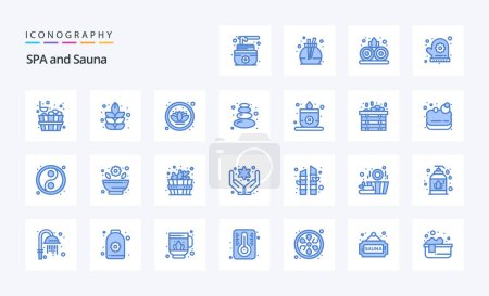 Illustration for 25 Sauna Blue icon pack - Royalty Free Image