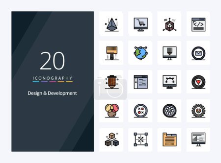 Téléchargez les illustrations : 20 Design Ligne de développement icône remplie pour la présentation - en licence libre de droit