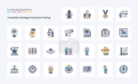 Illustration for 25 Competitive Strategy And Corporate Training Line Filled Style icon pack - Royalty Free Image