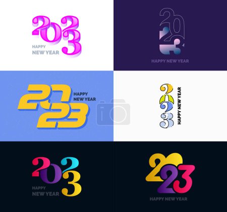 Téléchargez les photos : Grande collection de symboles Bonne année 2023 Couverture du journal des affaires pour 2023 avec souhaits - en image libre de droit