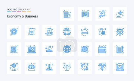Illustration for 25 Economy And Business Blue icon pack - Royalty Free Image