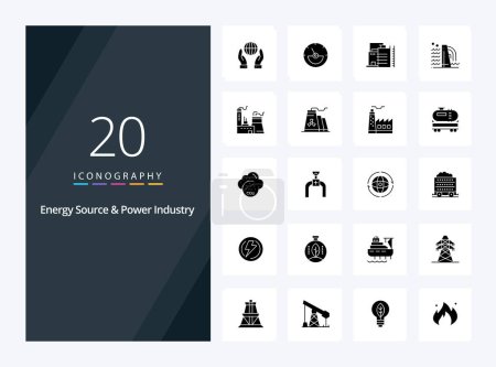 Téléchargez les illustrations : Icône de glyphe solide de source d'énergie et d'industrie d'énergie 20 pour la présentation - en licence libre de droit