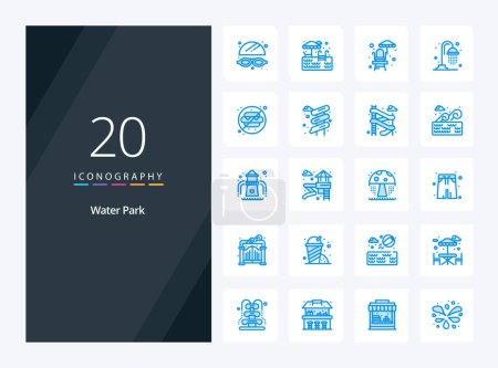 Illustration for 20 Water Park Blue Color icon for presentation - Royalty Free Image