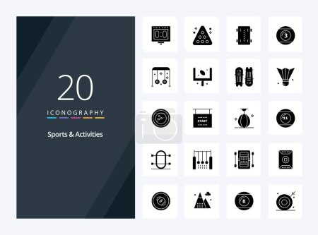 Ilustración de 20 Actividades deportivas Solid Glyph icono para la presentación - Imagen libre de derechos