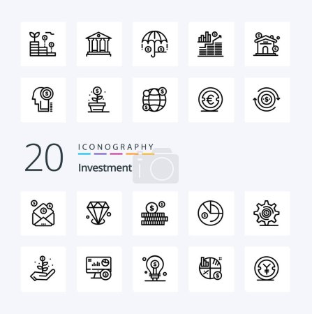 Ilustración de 20 Icono de línea de inversión Paquete de datos de inversión de presupuesto empresarial - Imagen libre de derechos