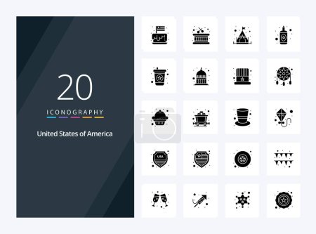 Ilustración de 20 EE.UU. Solid Glyph icono para la presentación - Imagen libre de derechos