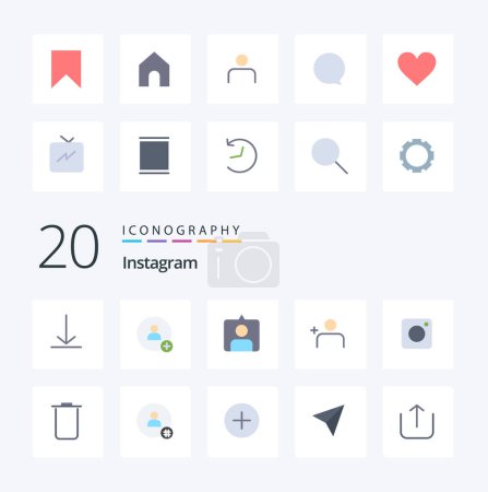 Ilustración de 20 Instagram Flat Color icono Pack como establece conjuntos sociales cámara de fotos - Imagen libre de derechos