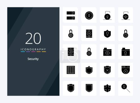 Illustration for 20 Security Solid Glyph icon for presentation - Royalty Free Image
