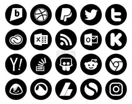 Ilustración de 20 Paquete de iconos de redes sociales Incluyendo el desbordamiento. pregunta. Excelente. desbordamiento de existencias. Yahoo. - Imagen libre de derechos
