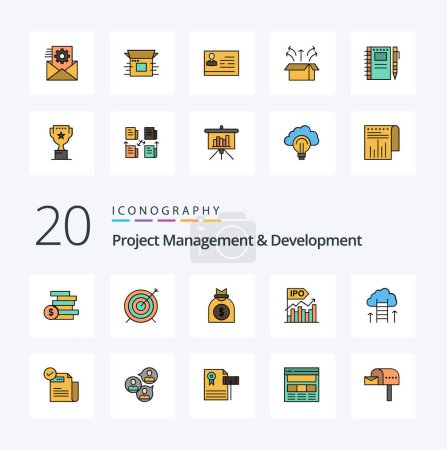 Illustration for 20 Project Management And Development Line Filled Color icon Pack like public modern capital initial ipo - Royalty Free Image