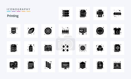 Illustration for 25 Printing Solid Glyph icon pack - Royalty Free Image