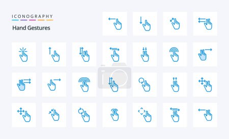 Illustration for 25 Hand Gestures Blue icon pack - Royalty Free Image
