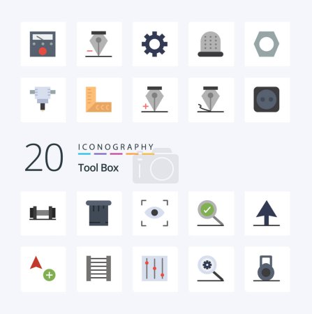 Illustration for 20 Tools Flat Color icon Pack like control ladder complete cursor add - Royalty Free Image