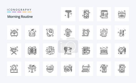 Illustration for 25 Morning Routine Line icon pack - Royalty Free Image