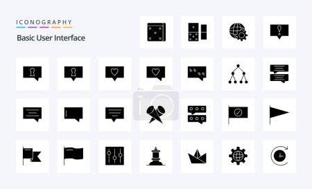 Téléchargez les illustrations : Pack de 25 icônes Basic Solid Glyph - en licence libre de droit