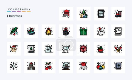 Illustration for 25 Christmas Line Filled Style icon pack - Royalty Free Image