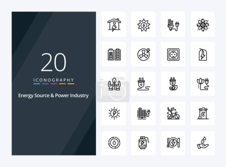 Illustration for 20 Energy Source And Power Industry Outline icon for presentation - Royalty Free Image