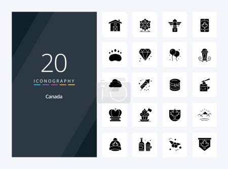 Téléchargez les illustrations : Icône Glyphe solide de 20 Canada pour présentation - en licence libre de droit